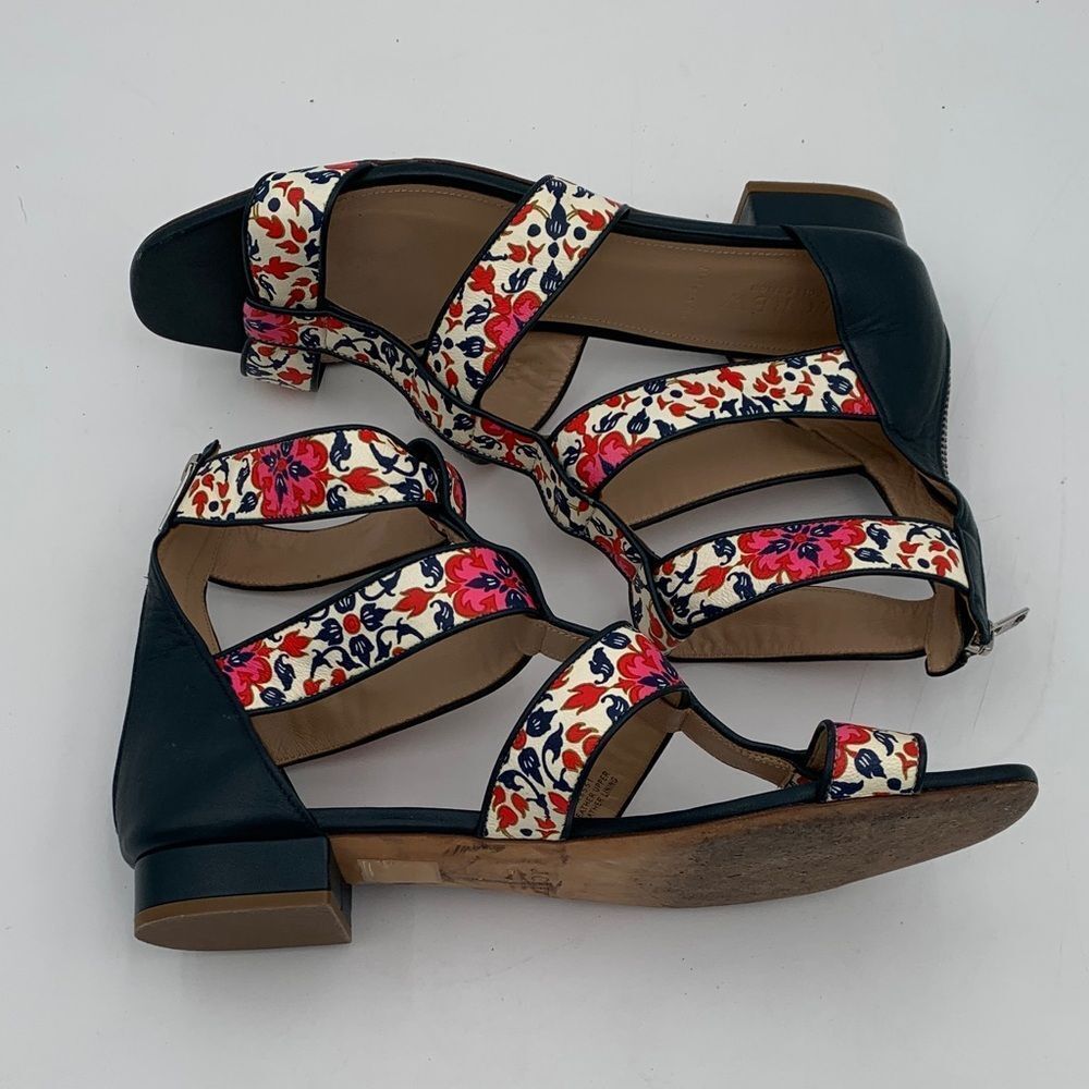 Crew Made in Italy Floral Gladiator Sandals Multicolor Leather Womens Size 9 - Picture 7 of 12